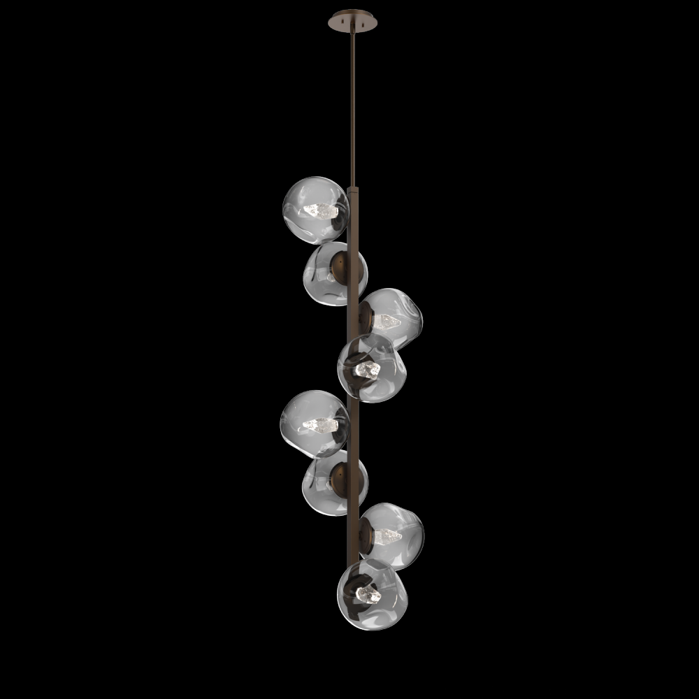 Luna 8pc Twisted Vine-Flat Bronze-Geo Inner - Smoke Outer-Threaded Rod Suspension-LED 3000K