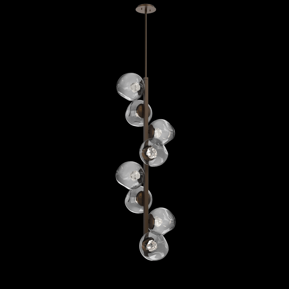 Luna 8pc Twisted Vine-Flat Bronze-Zircon Inner - Smoke Outer-Threaded Rod Suspension-LED 3000K