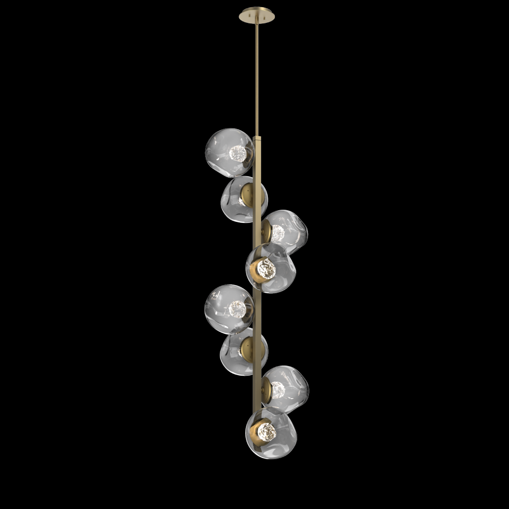 Luna 8pc Twisted Vine-Gilded Brass-Floret Inner - Smoke Outer-Threaded Rod Suspension-LED 3000K