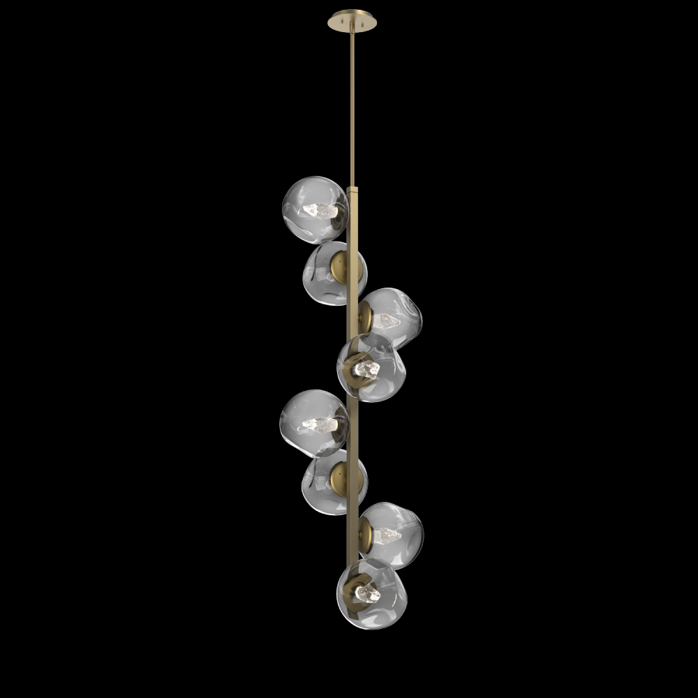 Luna 8pc Twisted Vine-Gilded Brass-Geo Inner - Smoke Outer-Threaded Rod Suspension-LED 2700K