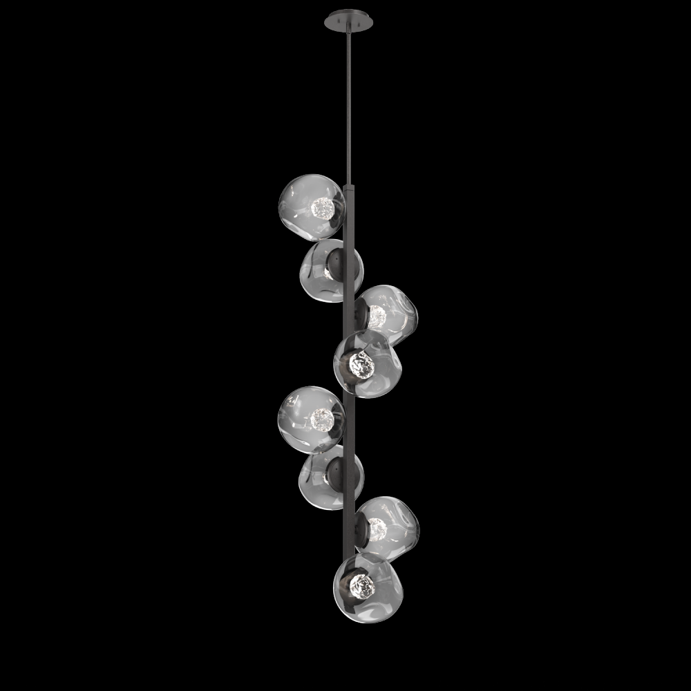 Luna 8pc Twisted Vine-Graphite-Floret Inner - Smoke Outer-Threaded Rod Suspension-LED 2700K