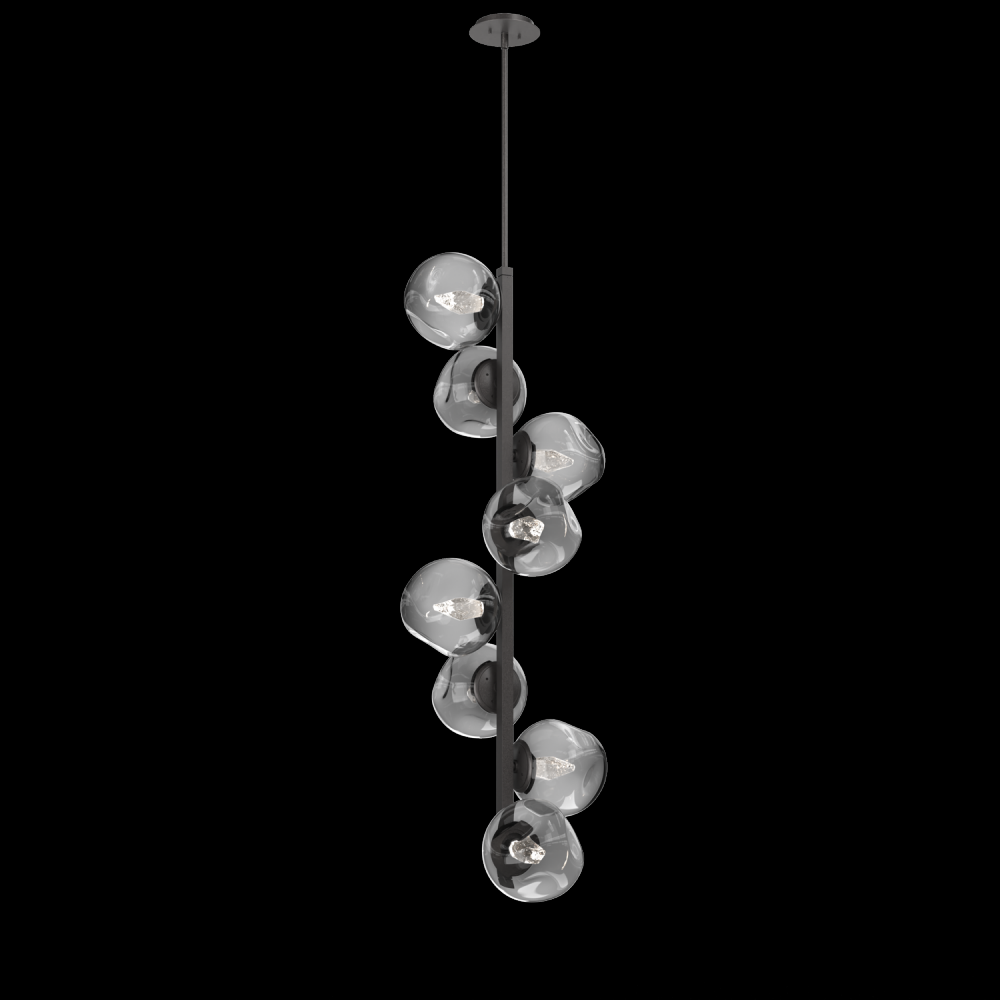 Luna 8pc Twisted Vine-Graphite-Geo Inner - Smoke Outer-Threaded Rod Suspension-LED 2700K