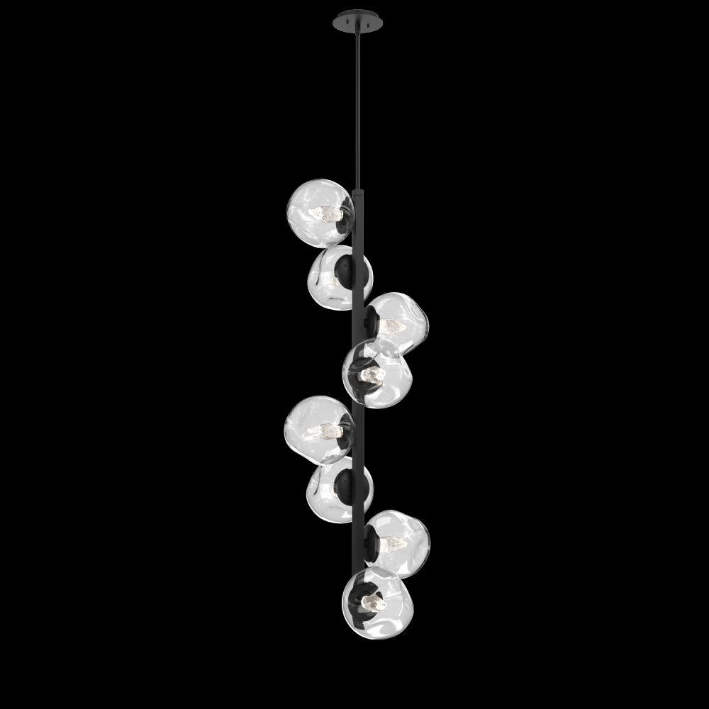 Luna 8pc Twisted Vine-Matte Black-Geo Inner - Clear Outer-Threaded Rod Suspension-LED 2700K