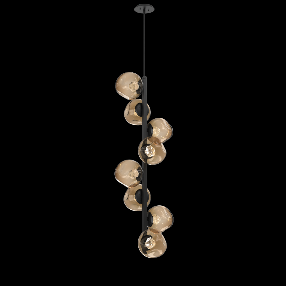 Luna 8pc Twisted Vine-Matte Black-Zircon Inner - Bronze Outer-Threaded Rod Suspension-LED 2700K