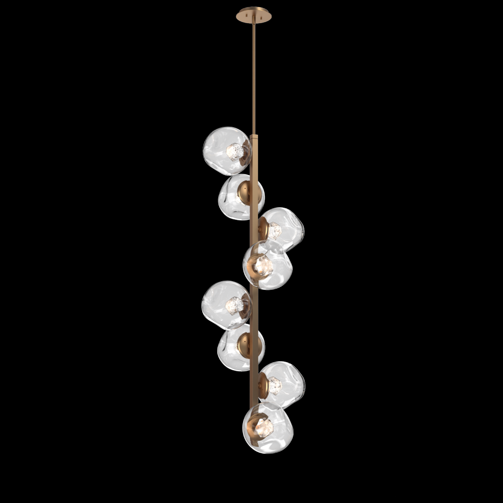 Luna 8pc Twisted Vine-Novel Brass-Zircon Inner - Clear Outer-Threaded Rod Suspension-LED 2700K