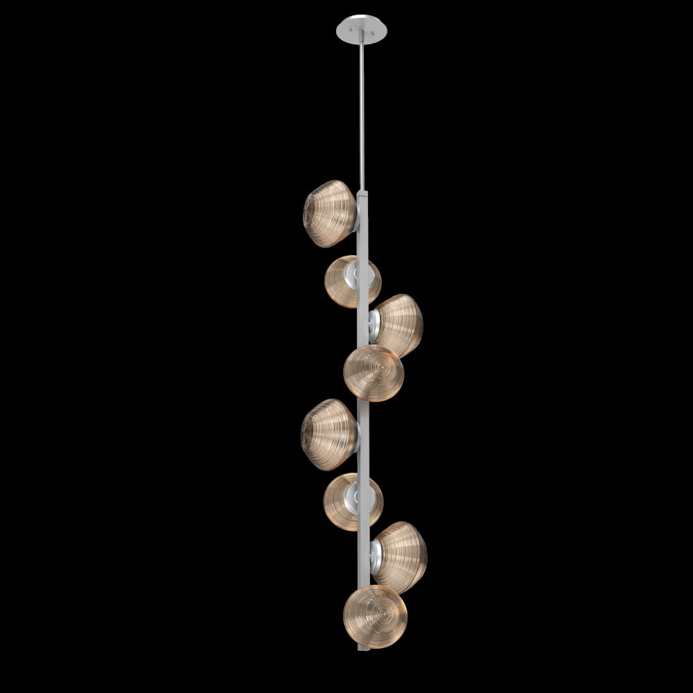 Mesa 8pc Twisted Vine-Classic Silver-Bronze Blown Glass-Threaded Rod Suspension-LED 3000K