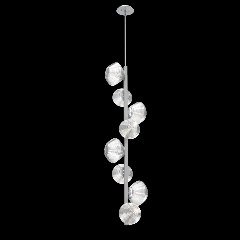 Mesa 8pc Twisted Vine-Classic Silver-Clear Blown Glass-Threaded Rod Suspension-LED 3000K