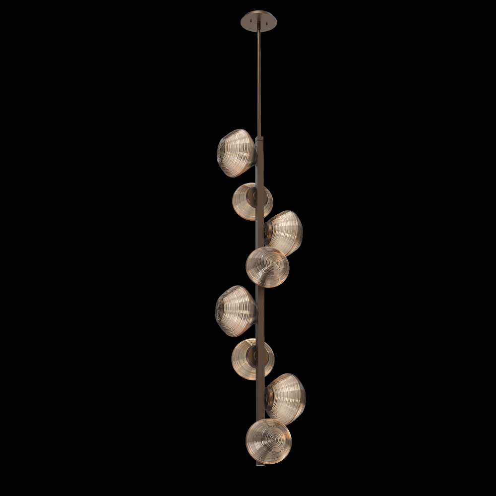 Mesa 8pc Twisted Vine-Flat Bronze-Bronze Blown Glass-Threaded Rod Suspension-LED 3000K