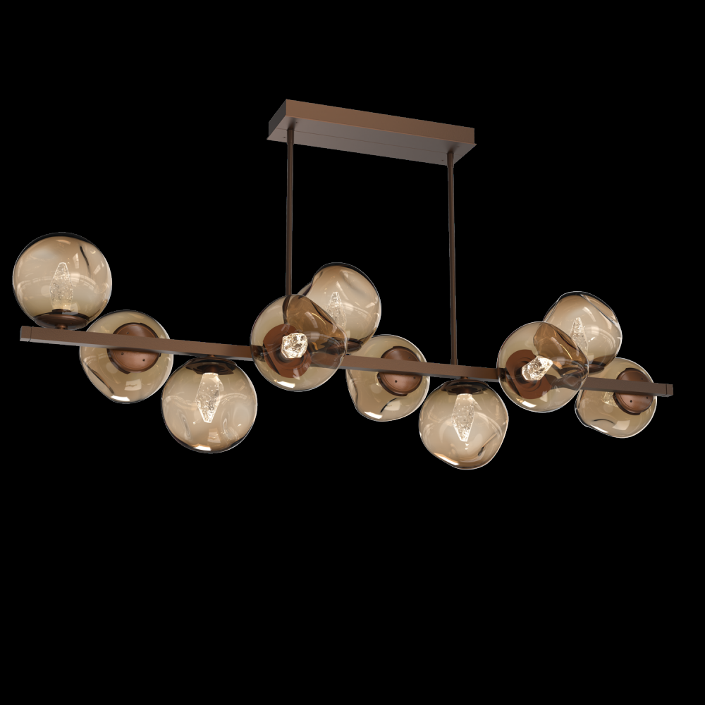 Luna 10pc Twisted Branch-Burnished Bronze-Geo Inner - Bronze Outer-Threaded Rod Suspension-LED 2700K