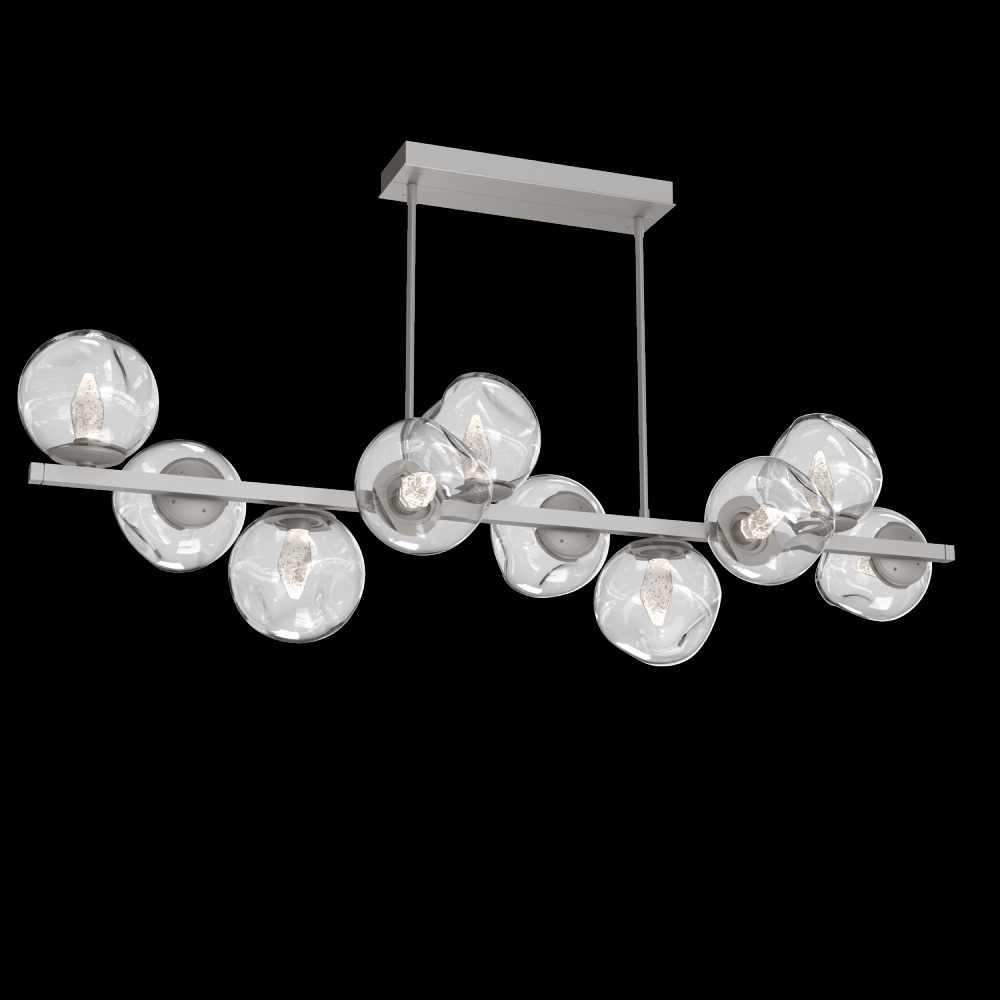 Luna 10pc Twisted Branch-Beige Silver-Geo Inner - Clear Outer-Threaded Rod Suspension-LED 2700K