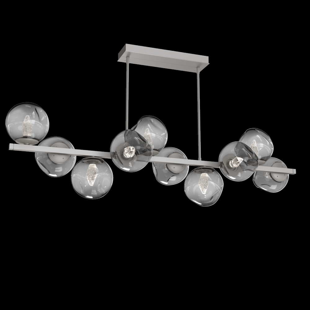 Luna 10pc Twisted Branch-Beige Silver-Geo Inner - Smoke Outer-Threaded Rod Suspension-LED 3000K