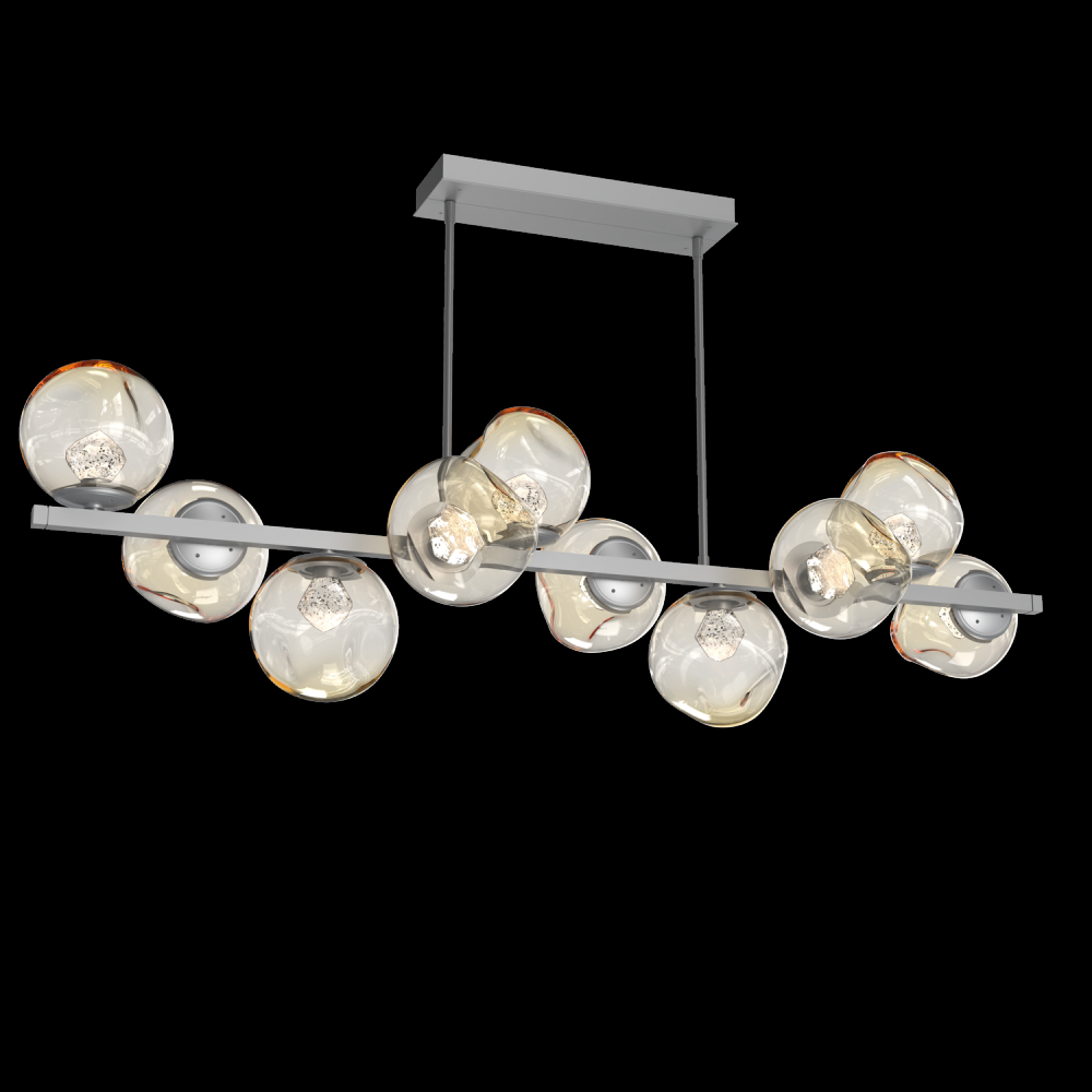 Luna 10pc Twisted Branch-Classic Silver-Zircon Inner - Amber Outer-Threaded Rod Suspension-LED 2700K