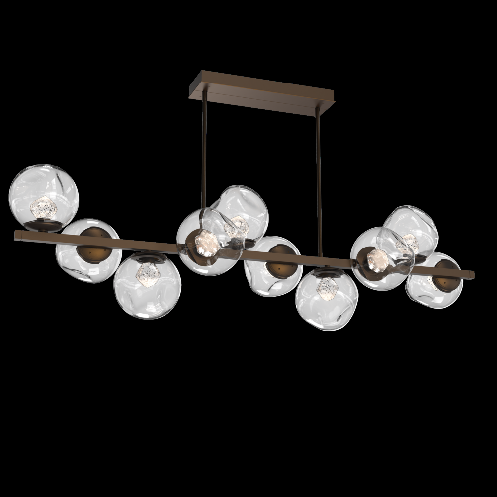 Luna 10pc Twisted Branch-Flat Bronze-Zircon Inner - Clear Outer-Threaded Rod Suspension-LED 3000K