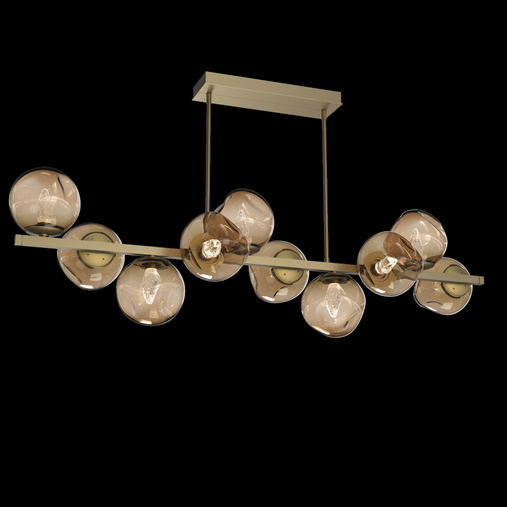 Luna 10pc Twisted Branch-Gilded Brass-Geo Inner - Bronze Outer-Threaded Rod Suspension-LED 3000K