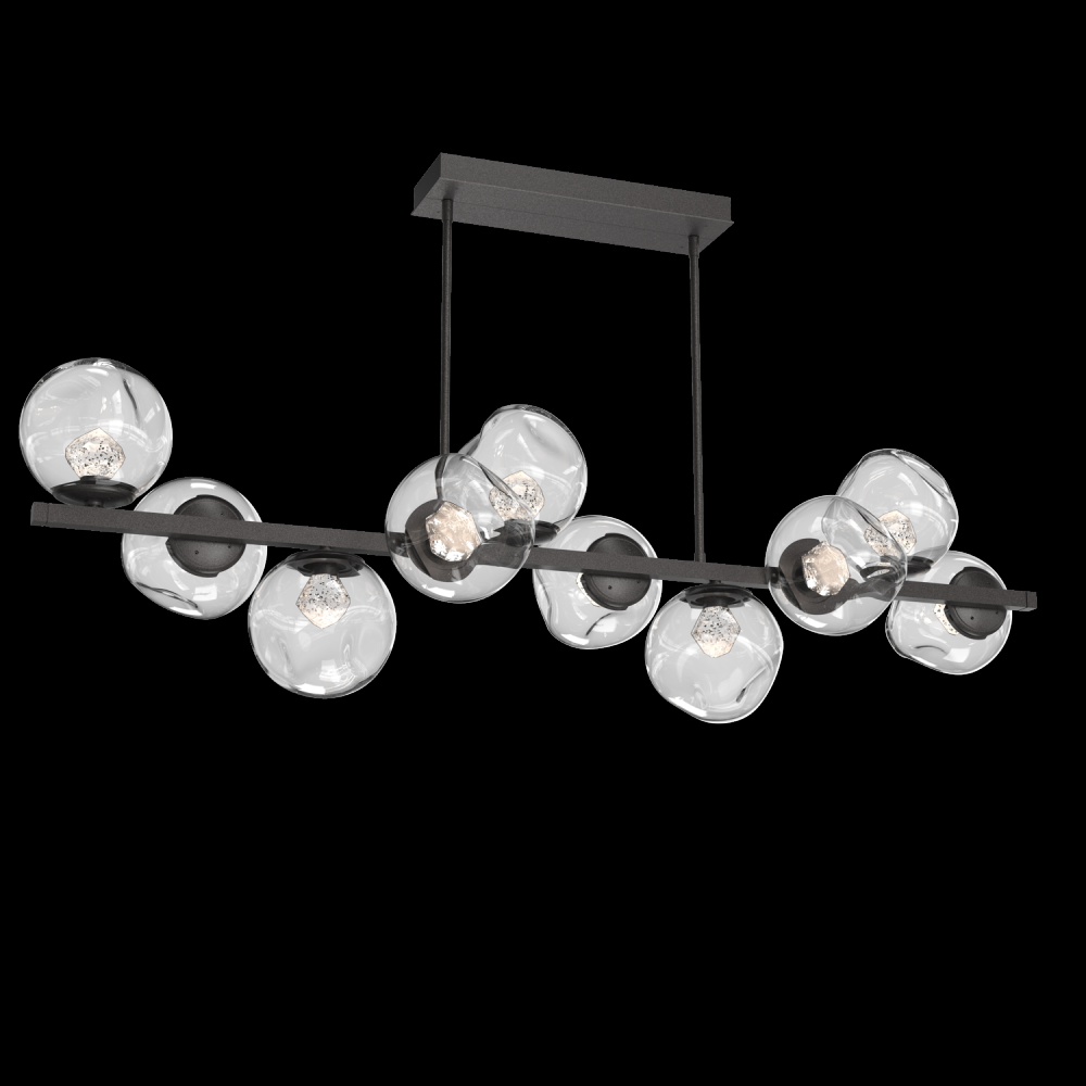 Luna 10pc Twisted Branch-Graphite-Zircon Inner - Clear Outer-Threaded Rod Suspension-LED 2700K