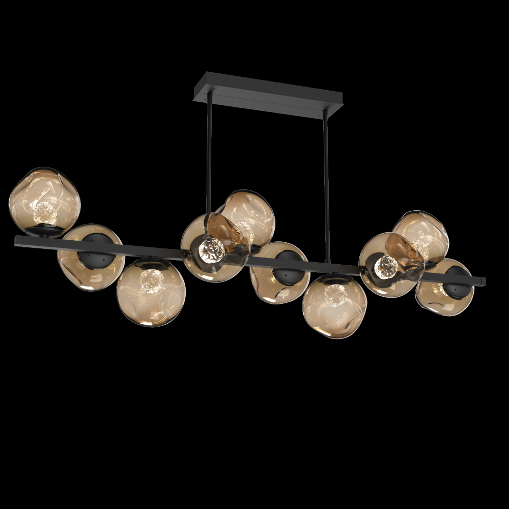 Luna 10pc Twisted Branch-Matte Black-Floret Inner - Bronze Outer-Threaded Rod Suspension-LED 3000K