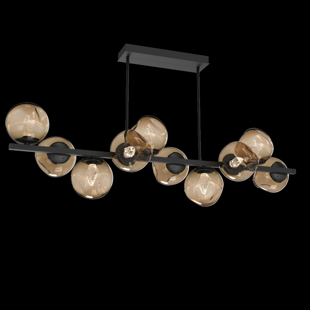 Luna 10pc Twisted Branch-Matte Black-Geo Inner - Bronze Outer-Threaded Rod Suspension-LED 2700K