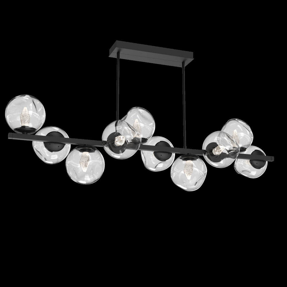 Luna 10pc Twisted Branch-Matte Black-Geo Inner - Clear Outer-Threaded Rod Suspension-LED 2700K