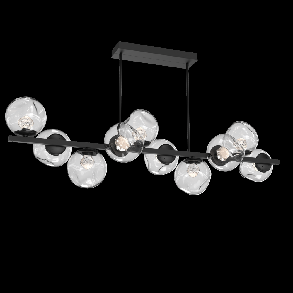 Luna 10pc Twisted Branch-Matte Black-Zircon Inner - Clear Outer-Threaded Rod Suspension-LED 3000K