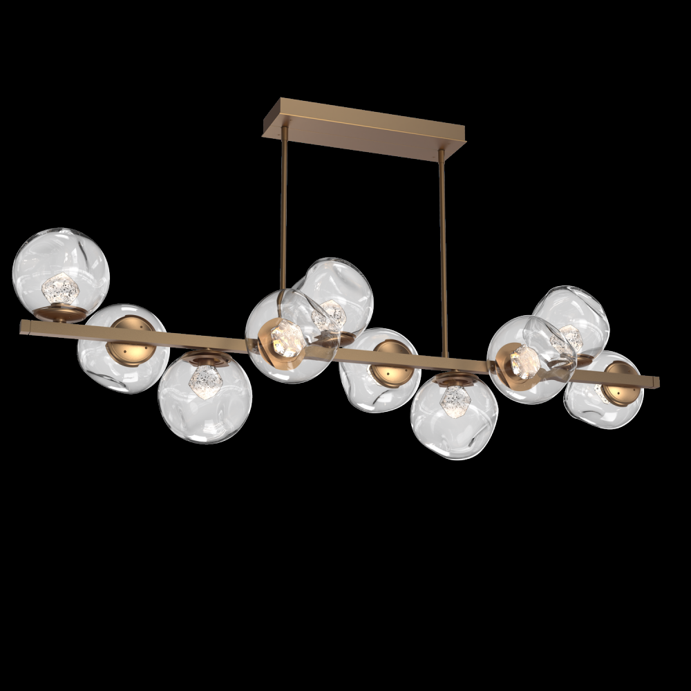 Luna 10pc Twisted Branch-Novel Brass-Zircon Inner - Clear Outer-Threaded Rod Suspension-LED 3000K