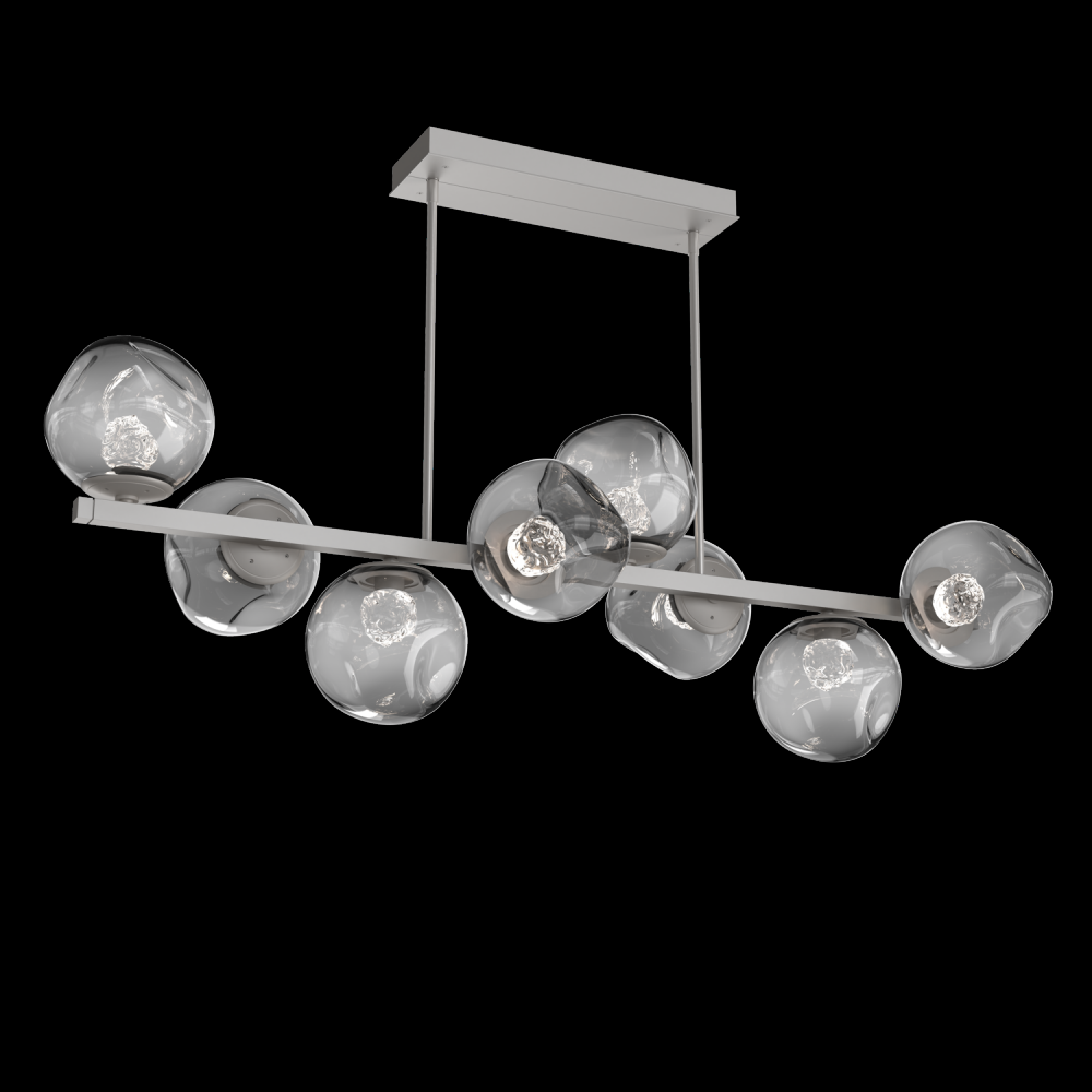 Luna 8pc Twisted Branch-Beige Silver-Floret Inner - Smoke Outer-Threaded Rod Suspension-LED 2700K