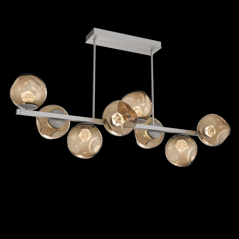 Luna 8pc Twisted Branch-Beige Silver-Zircon Inner - Bronze Outer-Threaded Rod Suspension-LED 2700K