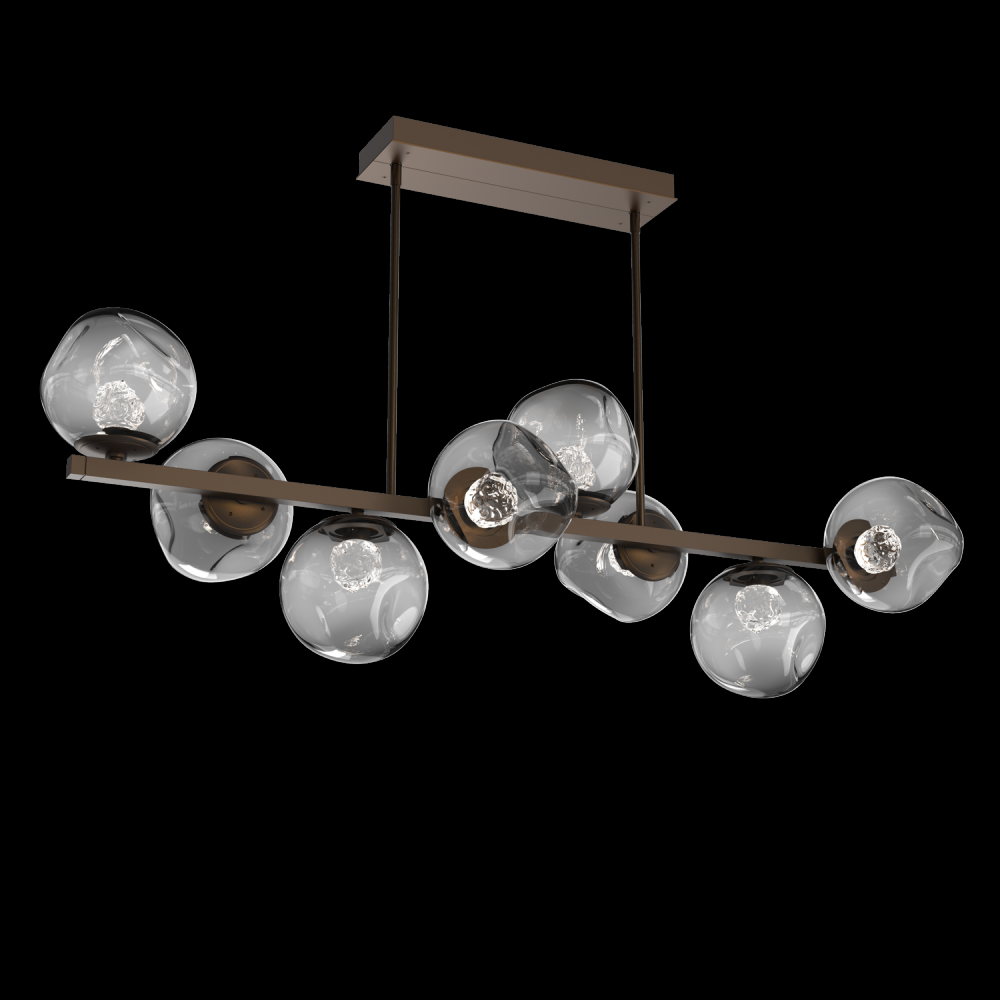 Luna 8pc Twisted Branch-Flat Bronze-Floret Inner - Smoke Outer-Threaded Rod Suspension-LED 2700K