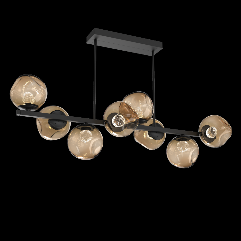 Luna 8pc Twisted Branch-Matte Black-Floret Inner - Bronze Outer-Threaded Rod Suspension-LED 2700K