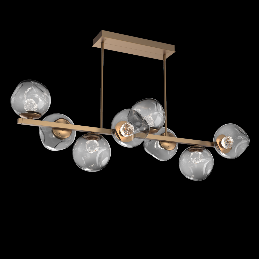 Luna 8pc Twisted Branch-Novel Brass-Floret Inner - Smoke Outer-Threaded Rod Suspension-LED 3000K