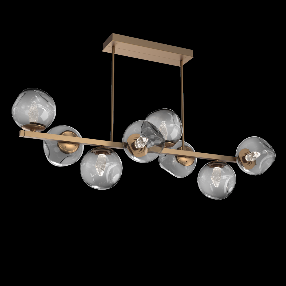 Luna 8pc Twisted Branch-Novel Brass-Geo Inner - Smoke Outer-Threaded Rod Suspension-LED 2700K