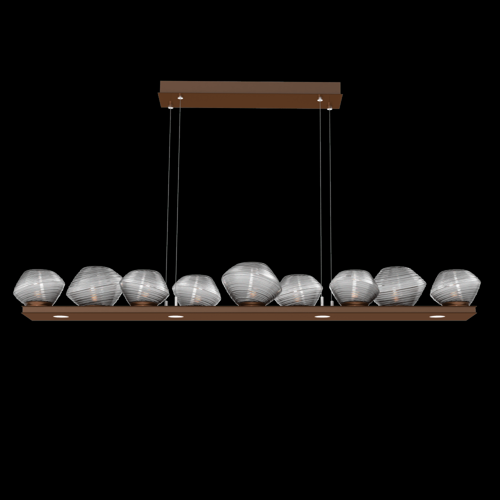 Mesa 59&#34; Linear Suspension-Burnished Bronze-Smoke Blown Glass