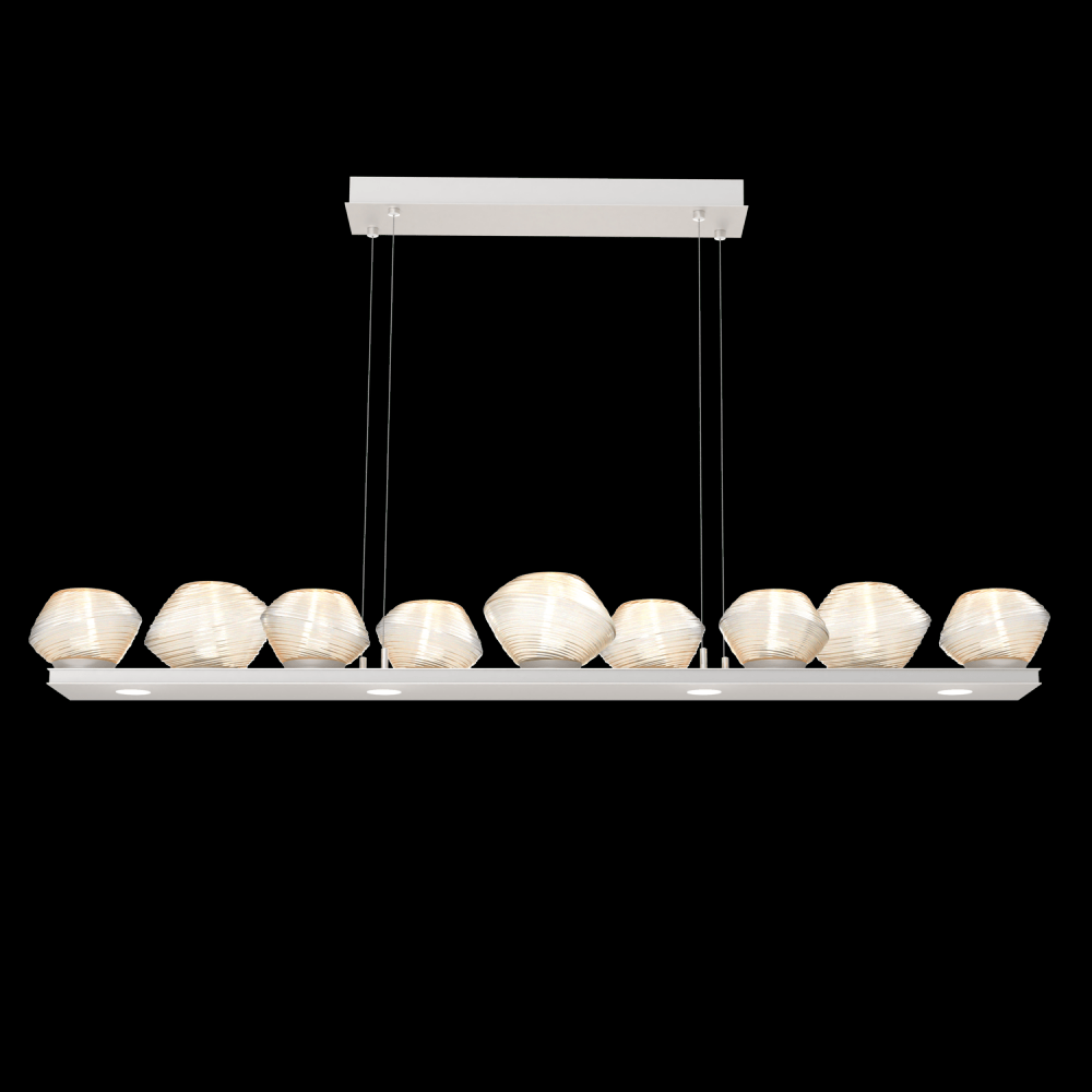 Mesa 59&#34; Linear Suspension-Beige Silver-Amber Blown Glass