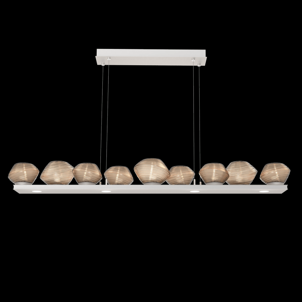 Mesa 59&#34; Linear Suspension-Beige Silver-Bronze Blown Glass