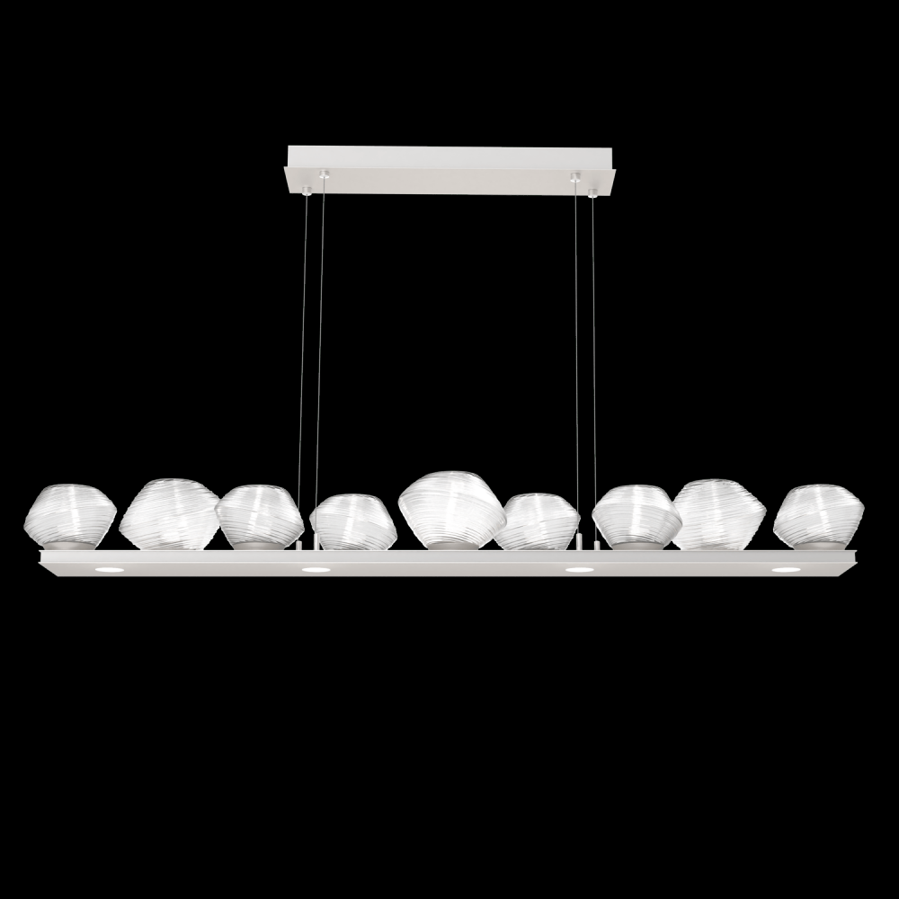 Mesa 59&#34; Linear Suspension-Beige Silver-Clear Blown Glass