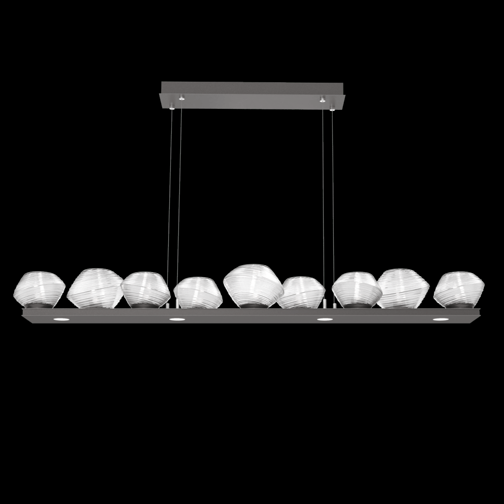 Mesa 59&#34; Linear Suspension-Graphite-Clear Blown Glass