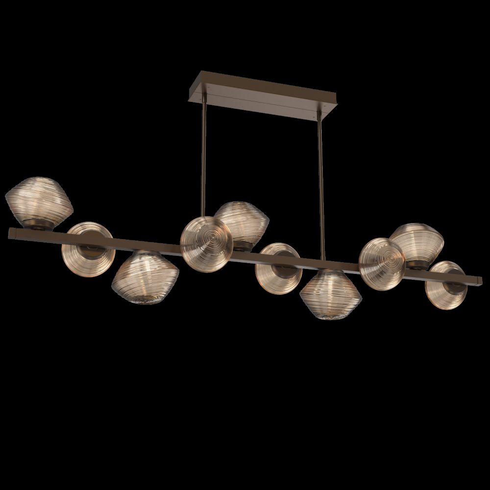 Mesa 10pc Twisted Branch-Flat Bronze-Bronze Blown Glass-Threaded Rod Suspension-LED 2700K