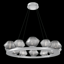 Hammerton CHB0089-0C-CS-S-CA1-L1 - Mesa 36" Ring-Classic Silver-Smoke Blown Glass