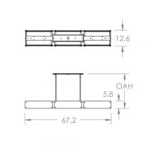 Hammerton PLB0044-67-GM-BG-001-E2 - Textured Glass Linear Suspension-67-Gunmetal