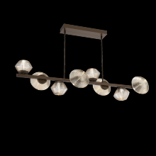 Hammerton PLB0089-T8-FB-A-001-L3 - Mesa 8pc Twisted Branch-Flat Bronze-Amber Blown Glass-Threaded Rod Suspension-LED 3000K