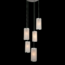 Hammerton CHB0044-05-CS-BG-C01-E2 - Textured Glass Round 5pc Multi-Pendant