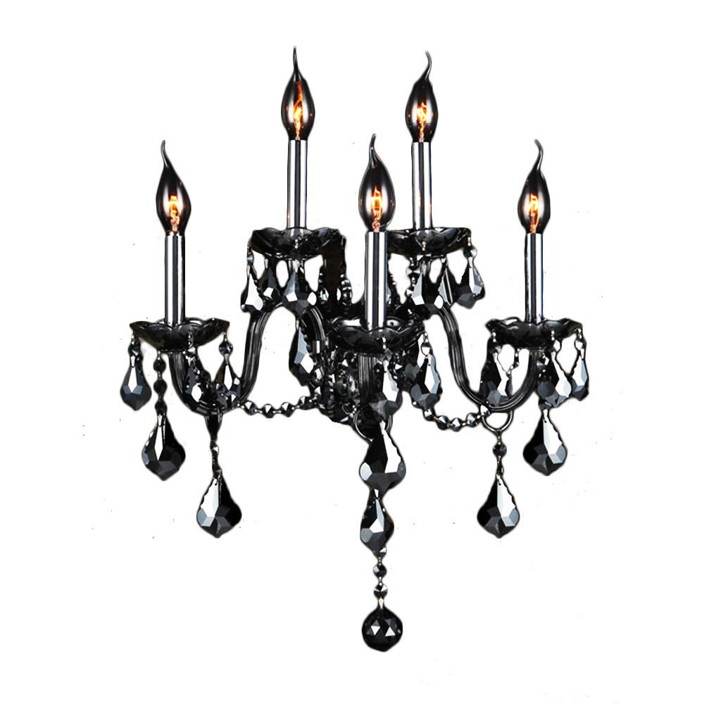 Provence Collection 5 Light Chrome Finish and Smoke Crystal Wall Sconce 13&#34; W x 18&#34; H Medium