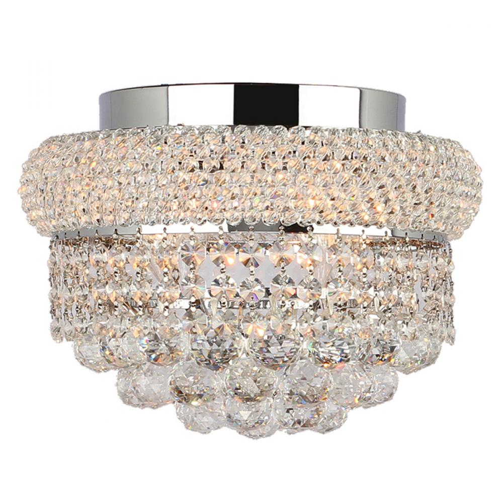 Empire 4-Light Chrome Finish and Clear Crystal Flush Mount Ceiling Light 12 in. Dia x 6 in. H Round