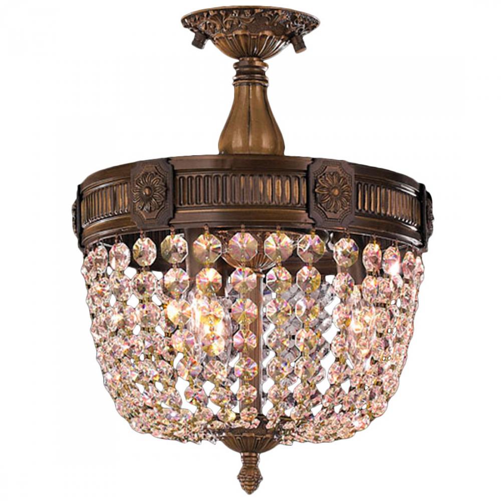 Winchester 3-Light Antique Bronze Finish and Golden Teak Crystal Semi Flush Mount Ceiling Light 12 i