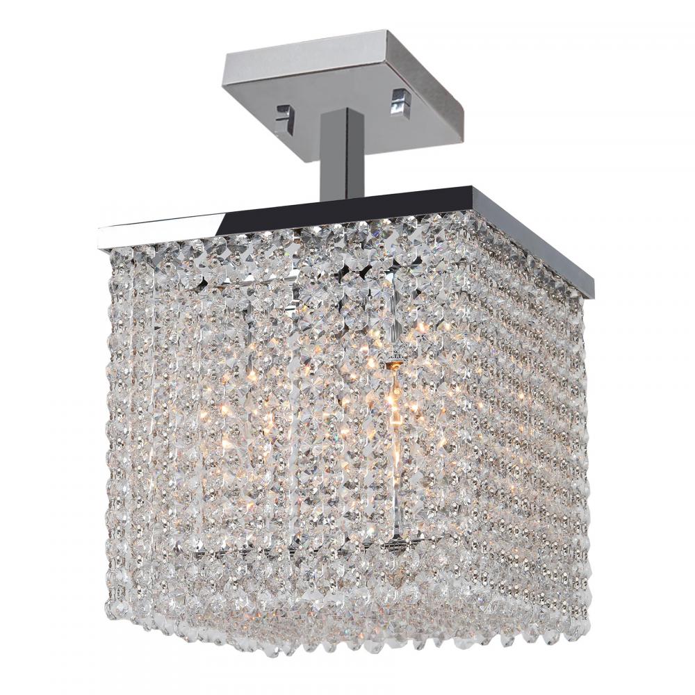 Prism Collection 4 Light Chrome Finish and Clear Crystal Semi-Flush Ceiling Light 10&#34; L x 10&#34