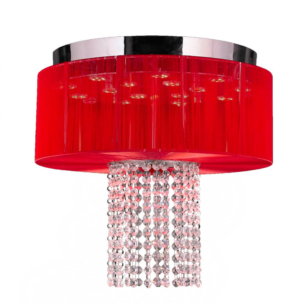 Alice Collection 6 Light LED Chrome Finish and Clear Crystal with Red String Shade 16&#34; D x 14&#3