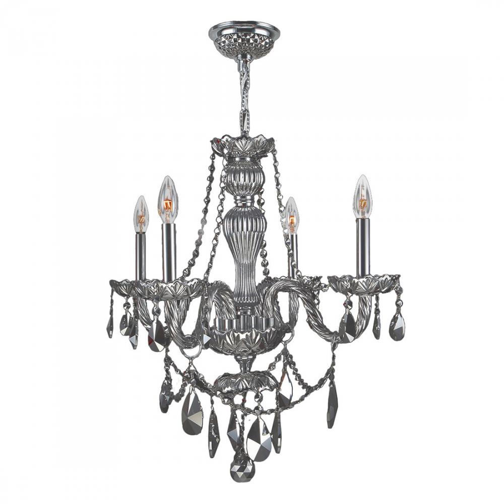 Provence Collection 4 Light Chrome Finish and Chrome Crystal Chandelier 23&#34; D x 25&#34; H Medium