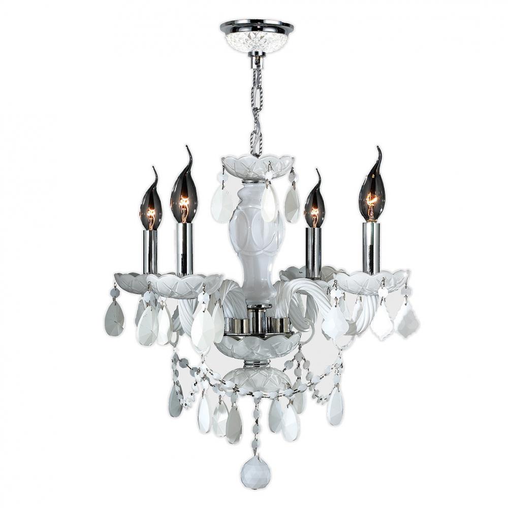 Provence Collection 4 Light Chrome Finish and White Crystal Chandelier 17&#34; D x 18&#34; H Medium