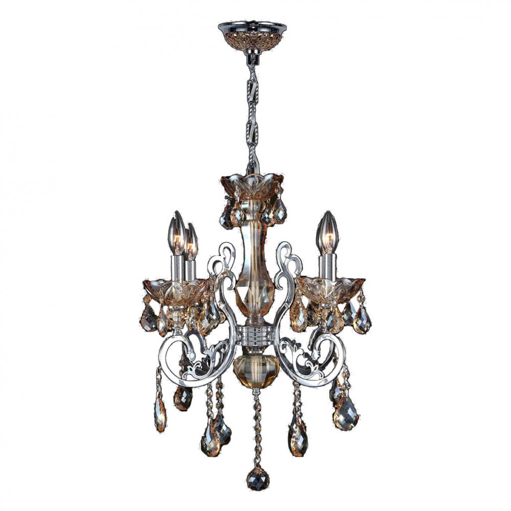 Kronos Collection 4 Light Chrome Finish and Amber Crystal Chandelier 20&#34; D x 24&#34; H Medium