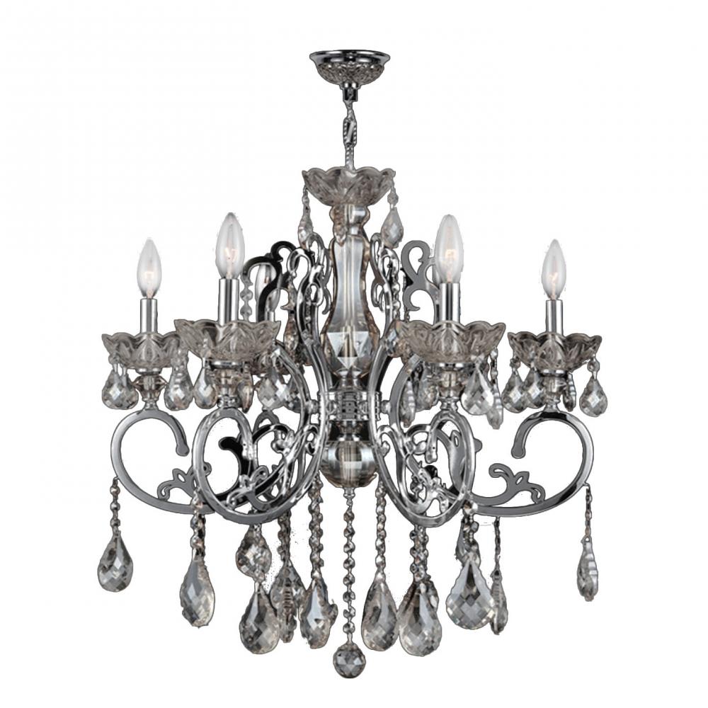 Kronos Collection 6 Light Chrome Finish and Clear Crystal Chandelier 26&#34; D x 24&#34; H Large