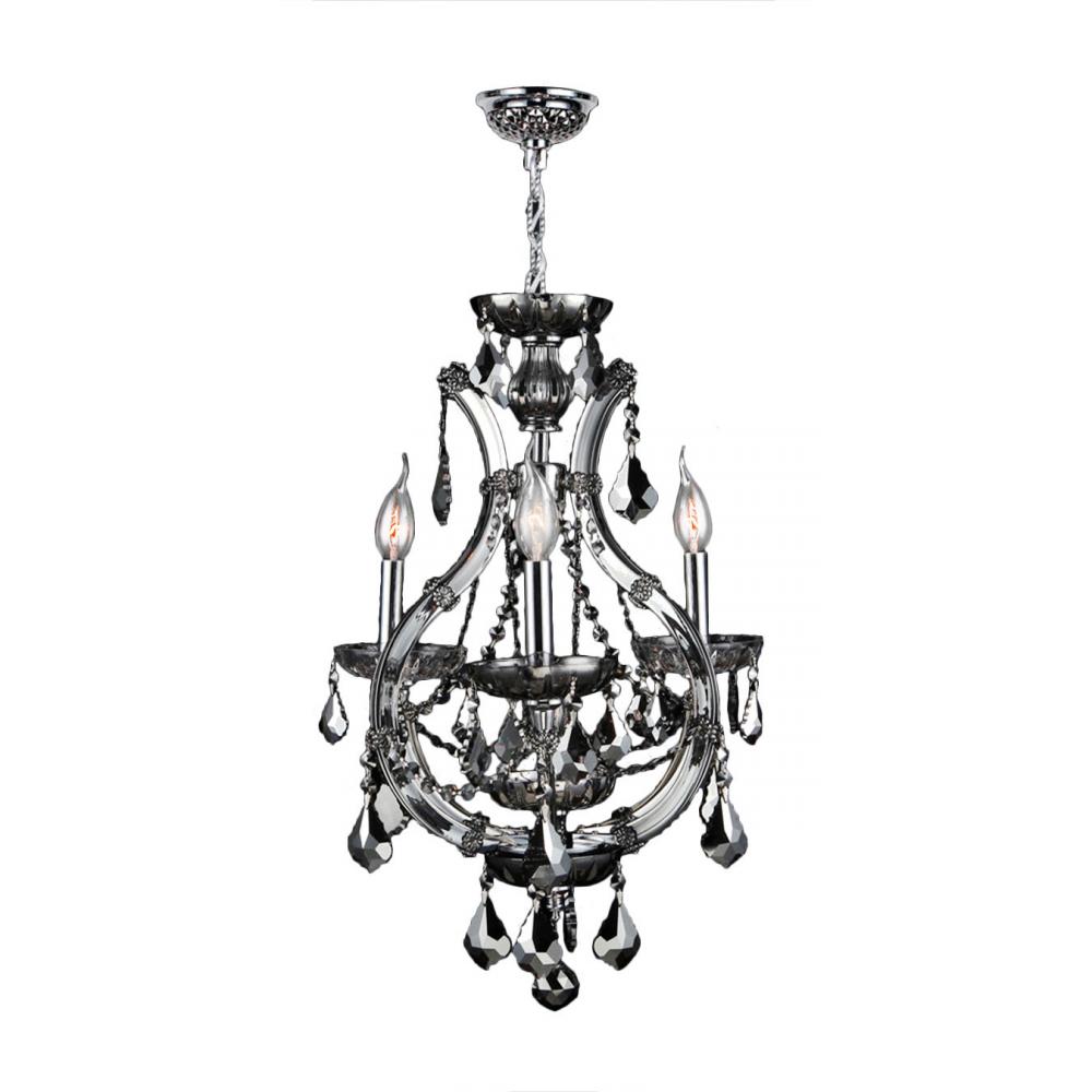 Lyre Collection 4 Light Chrome Finish and Smoke Crystal Chandelier 16&#34; D x 28&#34; H Mini